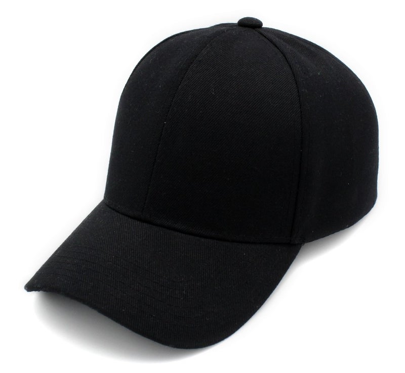 Top Level Baseball Cap Hat Men Women - Classic Adjustable Plain Blank, BLK - Image 1